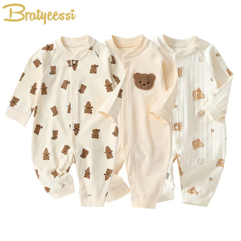 Cartoon Bear Baby Romper Muslin Comfort"